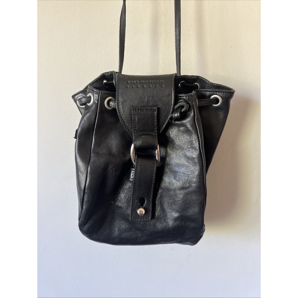 Kara Van Petrol Black Italian Leather Pouch Crossbody Purse Bag Russell + Haze
